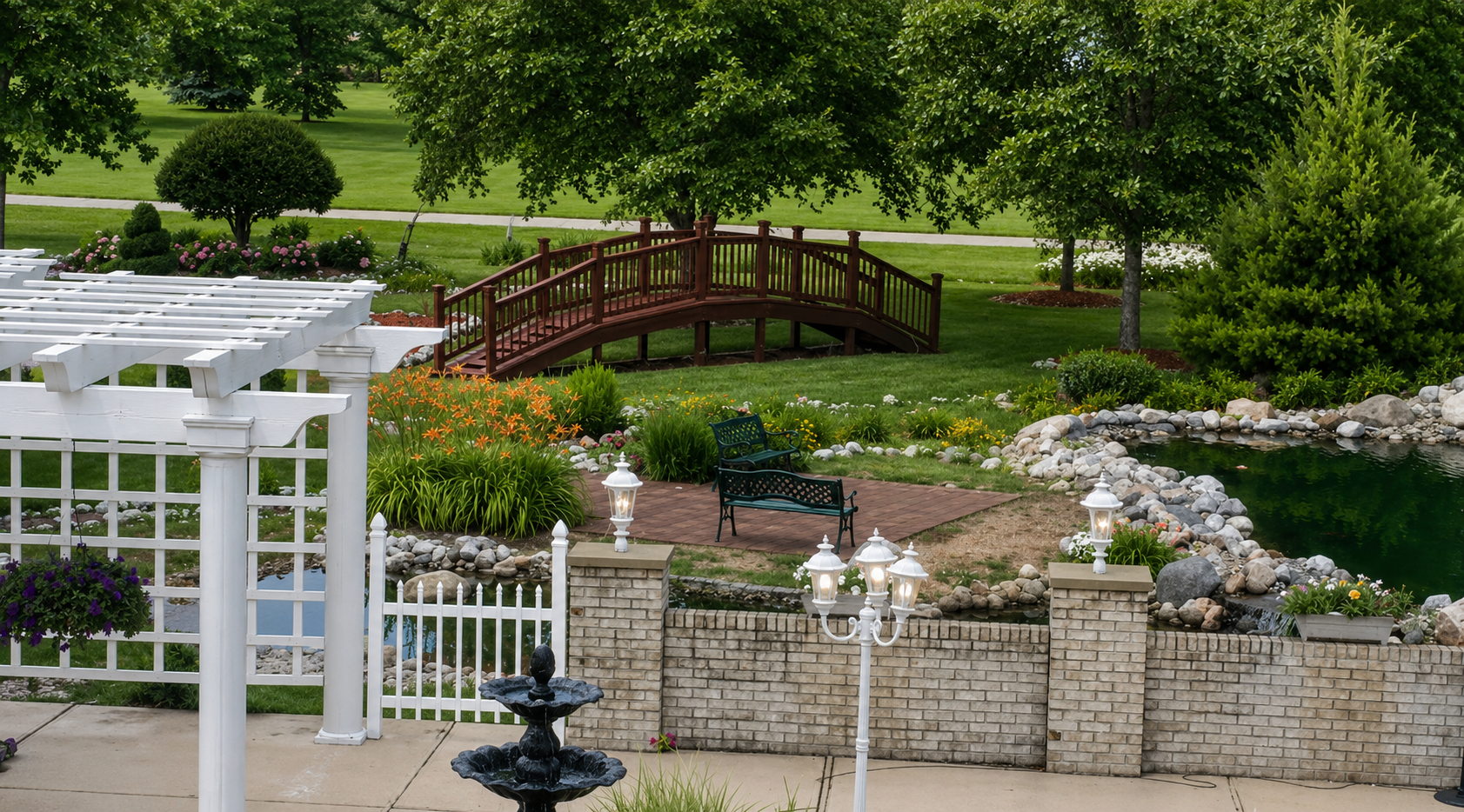 Outdoor Bridge and Pond